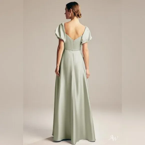 AW. Bridal Sage Green Dey Maxi Bridesmaid Dress Size 4 - Picture 2 of 11
